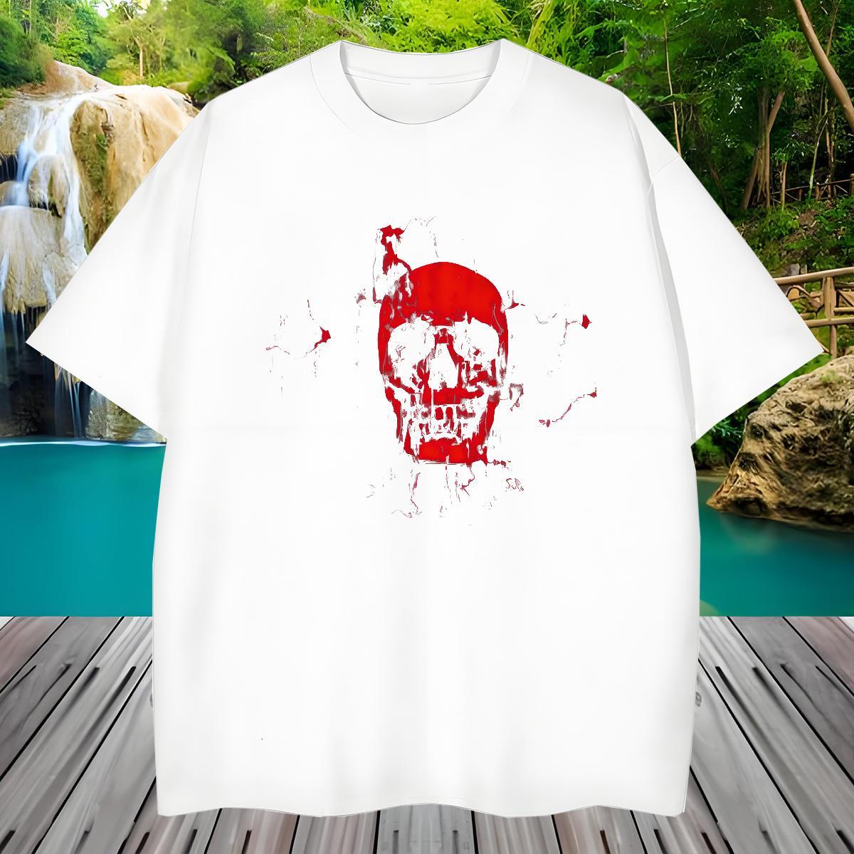 Casual New Men Clothes T-Shirt 230g Pure Cotton Spring Summer blood O Neck Short Sleeves Mens T Shirts Loose Fit Floral Print Tees Shirts