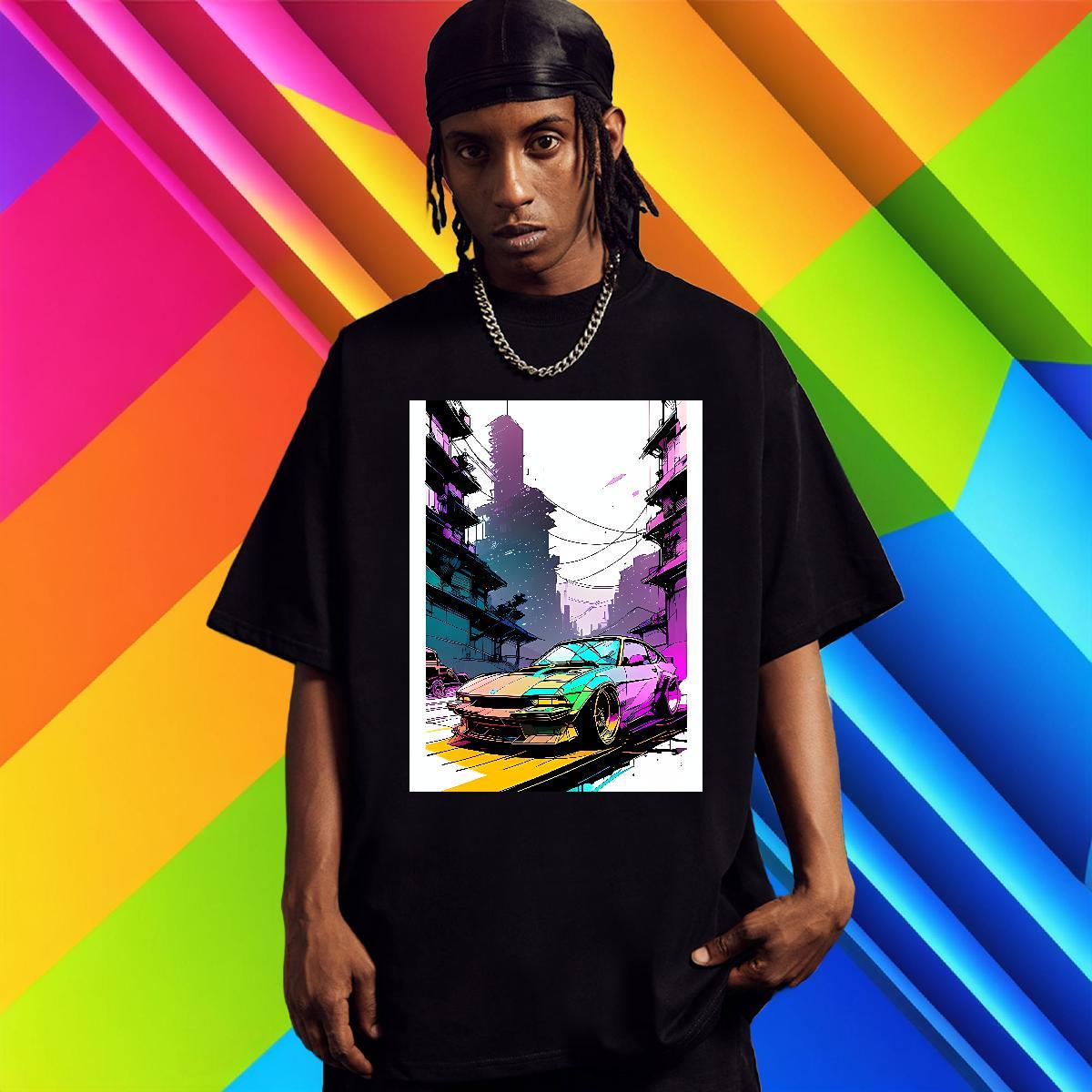 Loose Fit Tshirt for Man Woman Anime Printing Street 100% Cotton 230g DIY Breathable Crew Neck car T Shirts Men Stylist Tees