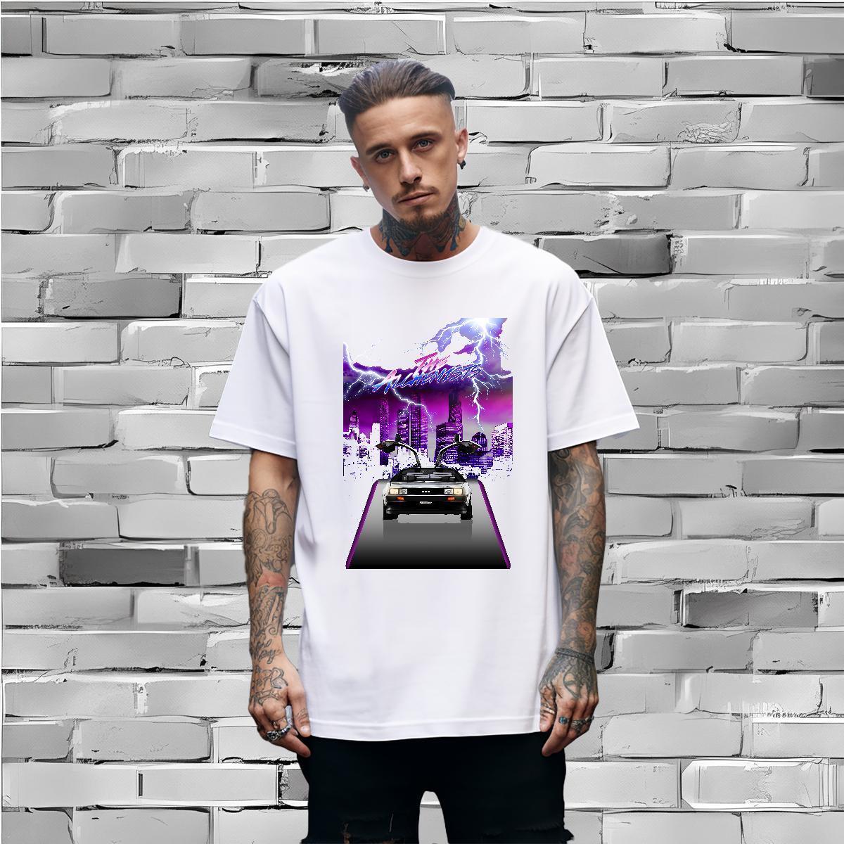 High Quality car T-Shirts for Men High Street Hip Hop Tshirts 100% Cotton 230g DIY Customized Crew Neck White Plus Size Clothings