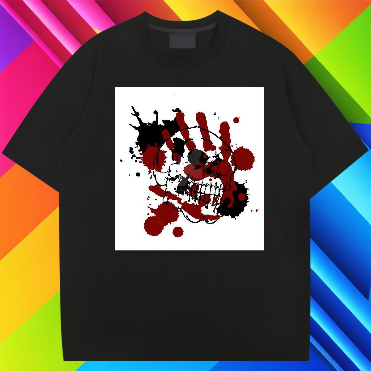 Factory Direct Anime Printing Street Men Tees scary Short Sleeve O-Neck 230g Pure Cotton T-Shirts for Men Comfortable Black Oversized Clothings