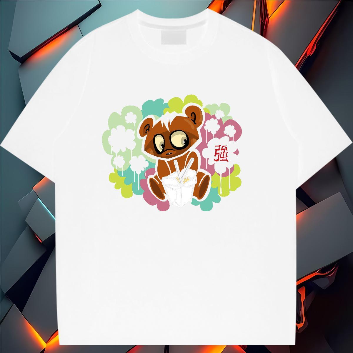 Custom T shirt Breathable Crew Neck 230g 100% Cotton Woman Tshirt Customized Print bear Street Wear Wholesale Tops Shirt