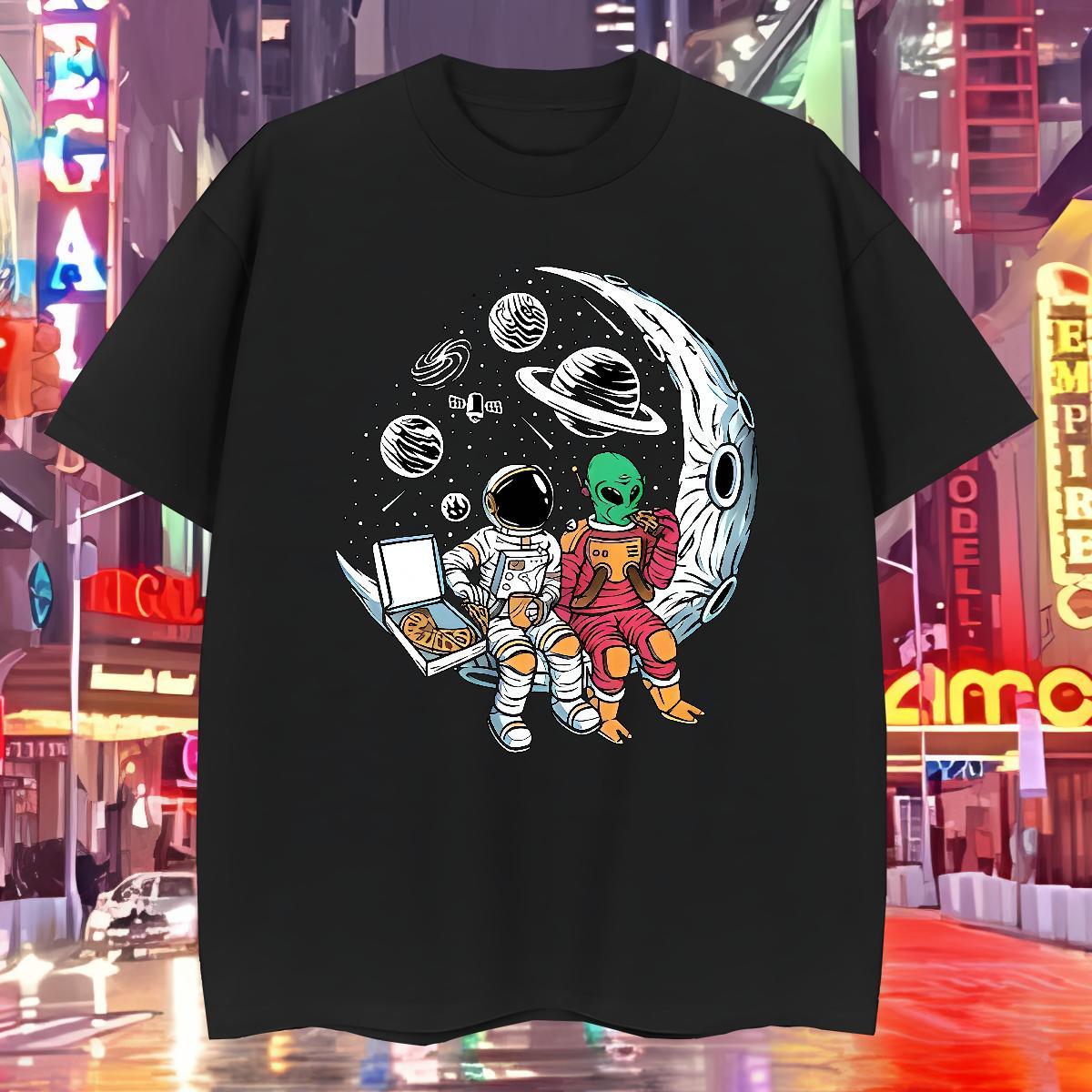New Arrival spaceman Tshirts 100% Cotton 230g Men T Shirts Plus Size Custom Beach Breathable Short Sleeve Popular Clothes