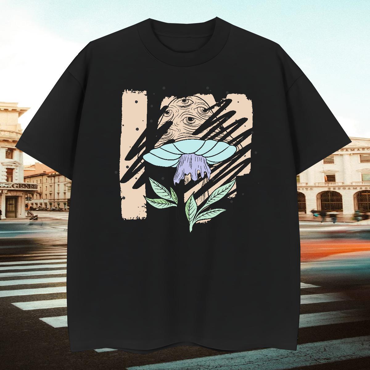 Loose Fit Couples T Shirts Casual Beach 230g 100% Cotton Oversized 4XL Breathable Short Sleeve mushroom T shirt Casual New Wear