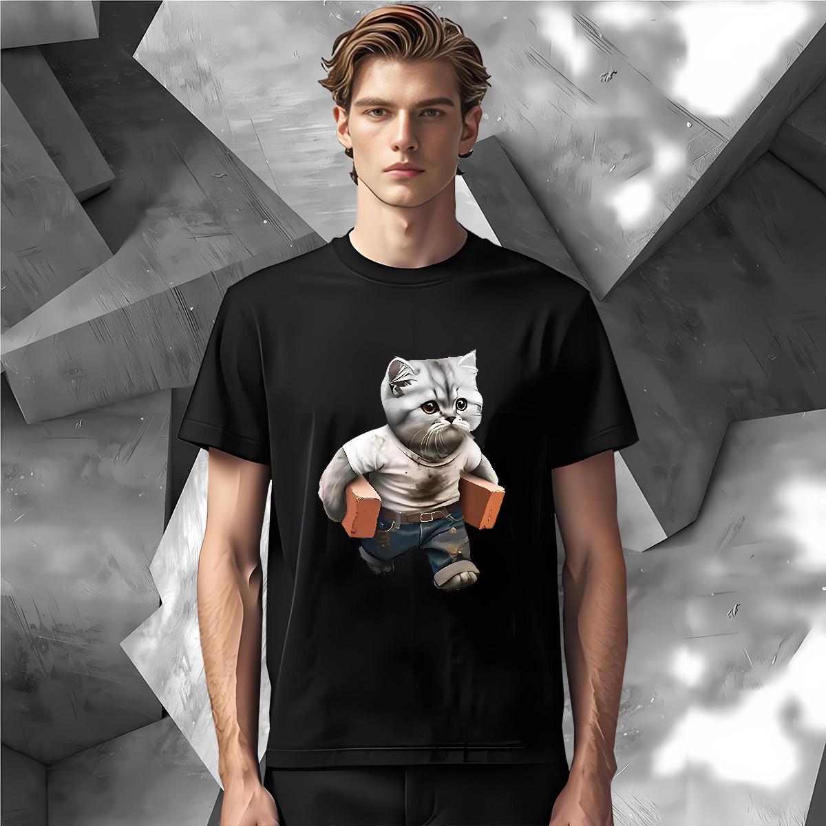 Soft cat T shirt Casual Beach Tshirt for Man Woman 100% Cotton 230g Casual New Breathable Crew Neck Graphic Tees