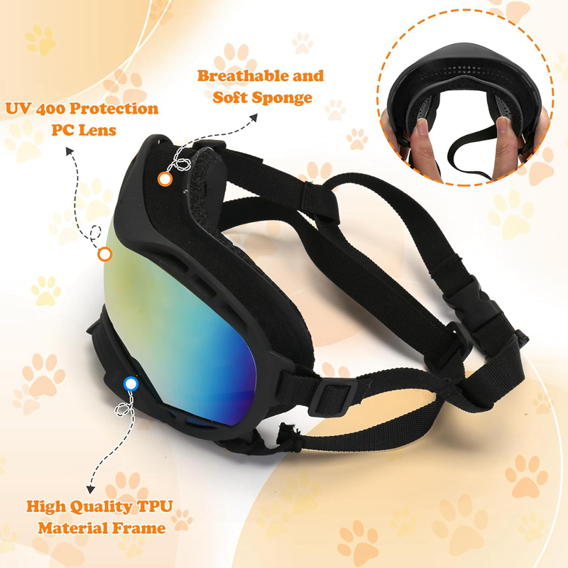 Dog Goggles for Small Large Dogs, UV Protection Dog Sunglasses Large Breed, Adjustable Strap, Windproof, Dustproof, Anti-Fog Eye Protection Puppy Sung