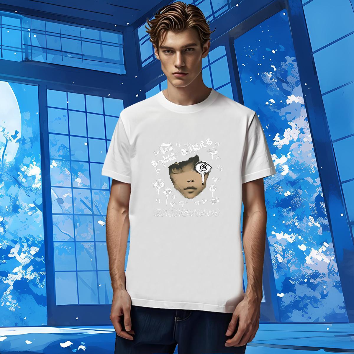 Classic eyeball T Shirt For Man Summer Casual Tshirts 100% Cotton 230g DIY Customized Breathable Crew Neck DIY Anime Tee Shirt