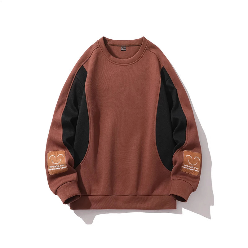 Mens smiling face embroidered decorative sportswear winter work collar long sleeved floral casual mens skin friendly 240821