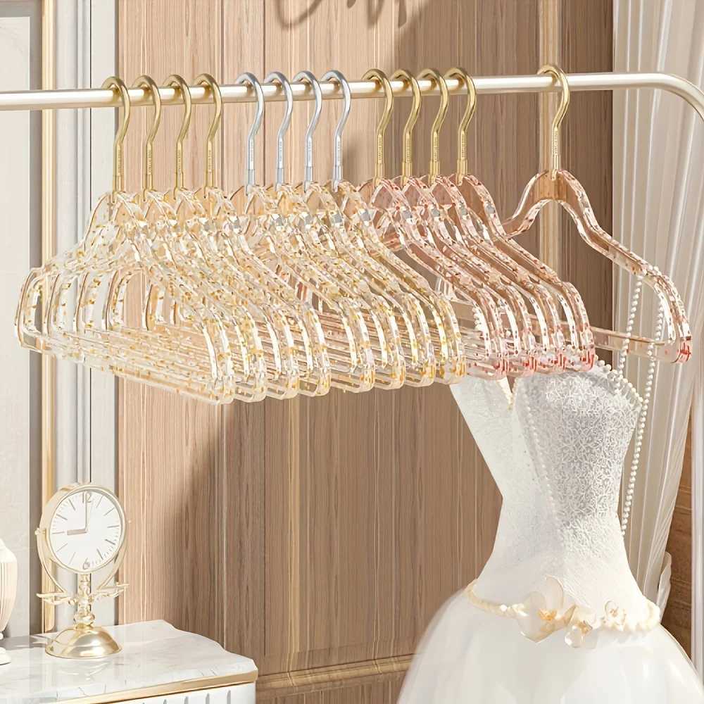 10/20/30 Home Clothes Hangers Acrylic Sparkling Powder Crystal Clothes Hangers Transparent Anti Slip Invisible Drop ResistantXJ240216