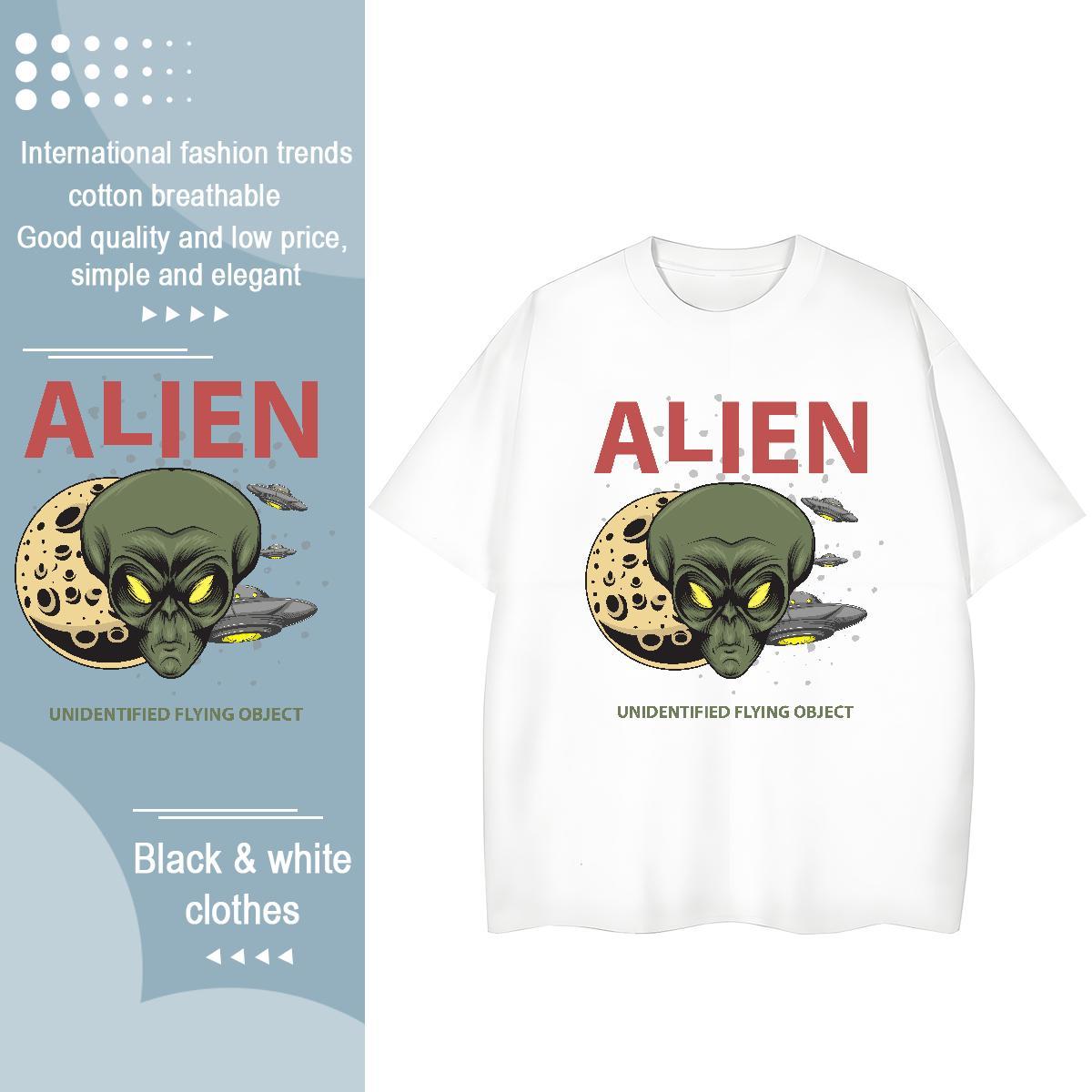 Casual New T-Shirts for Women Short Sleeve O-Neck 100% Cotton 230g Womens Tshirts Custom Cartoon ET Street Female Tees Shirts
