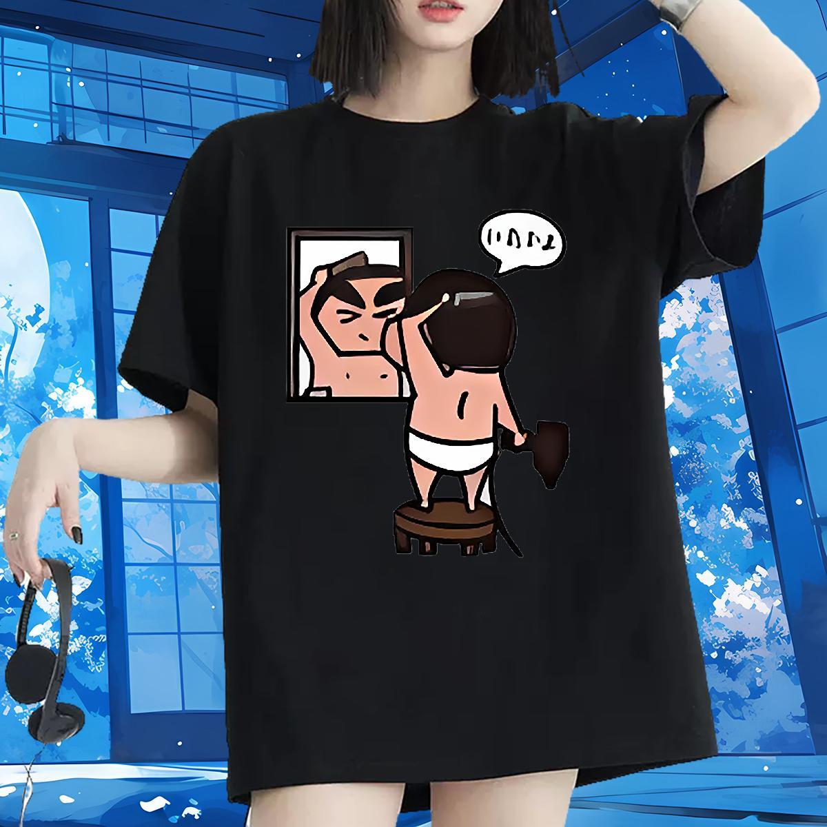 Unisex Women Tees 230g Cotton animation Sport T shirt Comfortable Custom Print Oversized Clothes