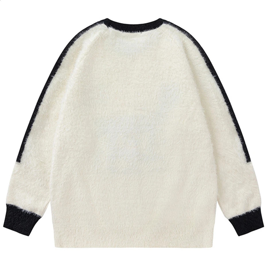 mens creed patterned black turtleneck sweater beige skydiver Harajuku oversized hiphop streetwear Y2K 240821