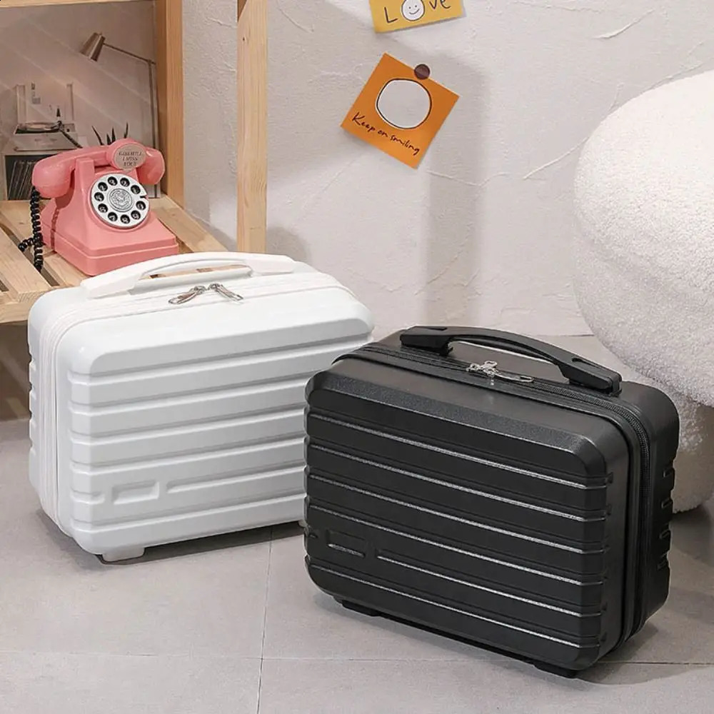 Lightweight Mini Travel Suitcase Cosmetic Box Waterproof Hand Luggage Organizer Makeup Case Portable Small Boarding Case 14 inch 240821