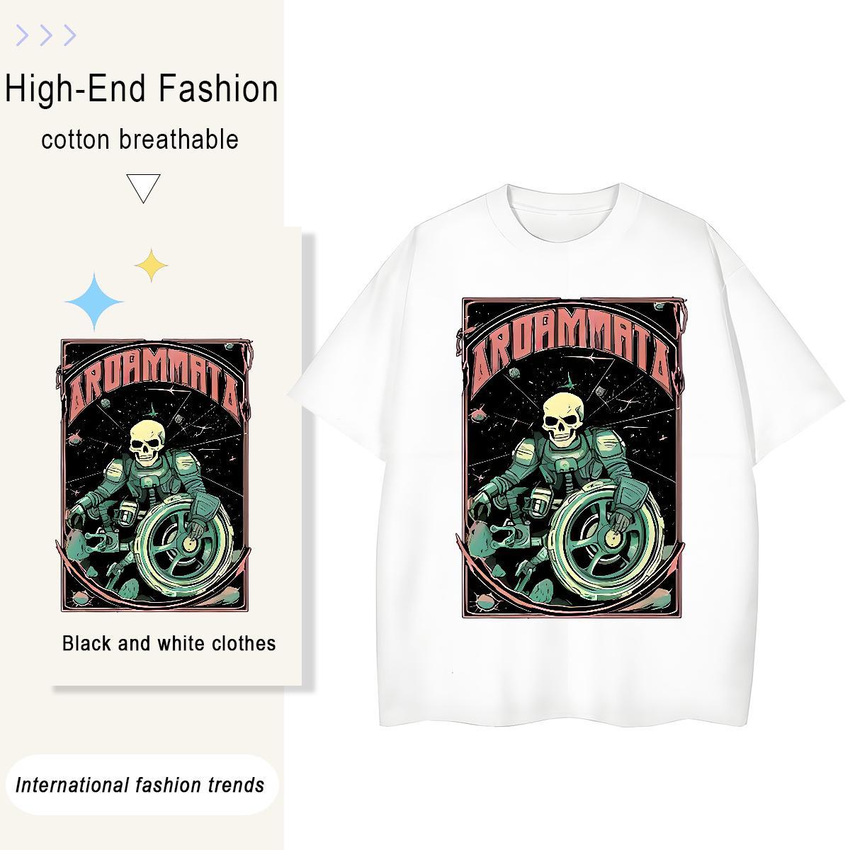 Stylist Womens T Shirts 230g Cotton Breathable Hip Hop Street skull Tshirt for Man Woman Soft Custom Printing Wear