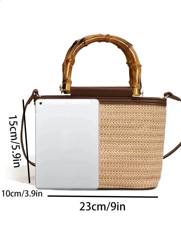 2024 Summer Bamboo Joint Handbag Unique Weaving Crossbody Bag Retro and High end Leisure Grass Woven for Women 240821