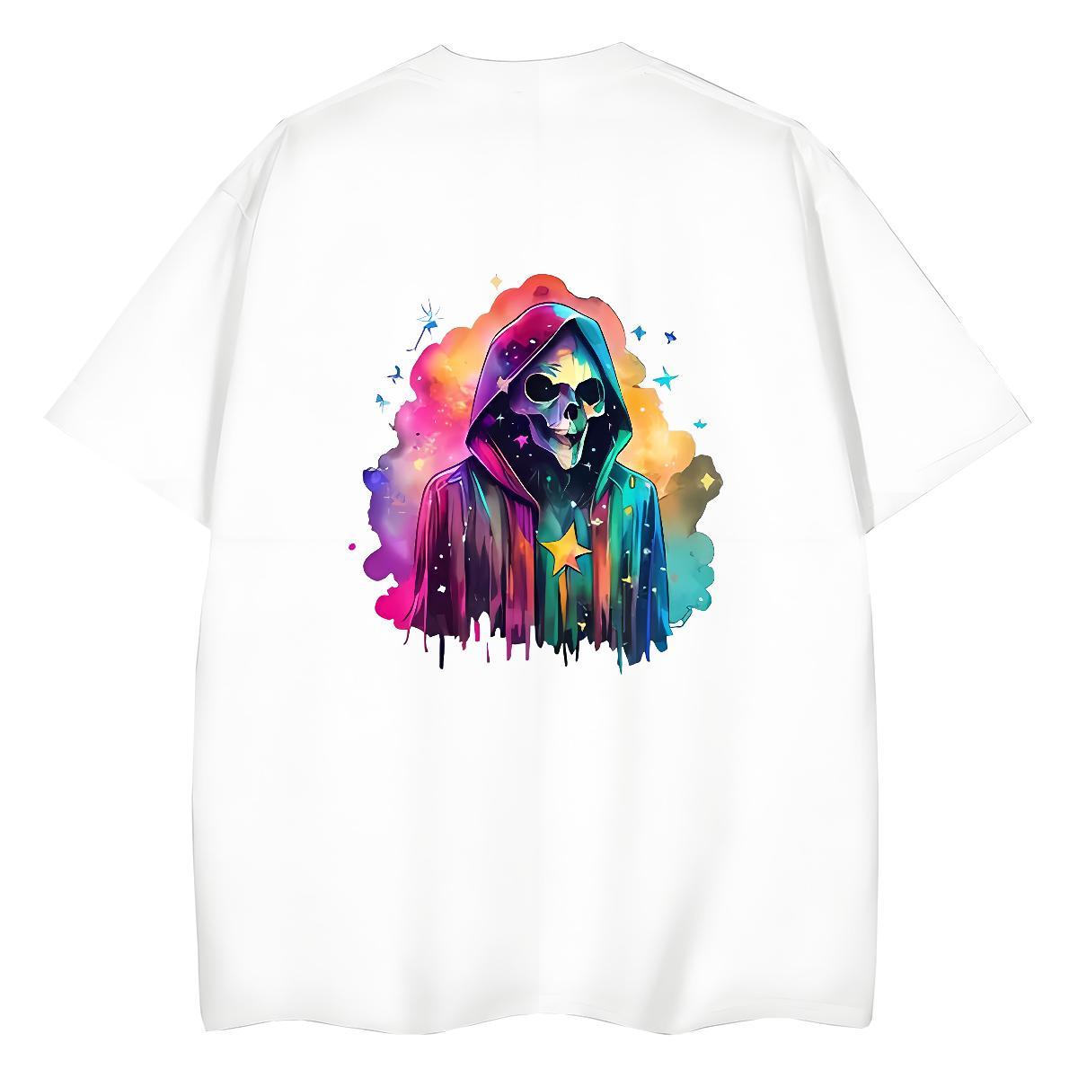 DIY T shirt 230g Cotton Short sleeve Soft Street Casual skull Couples T Shirts Loose fit Custom Printed Top Tees