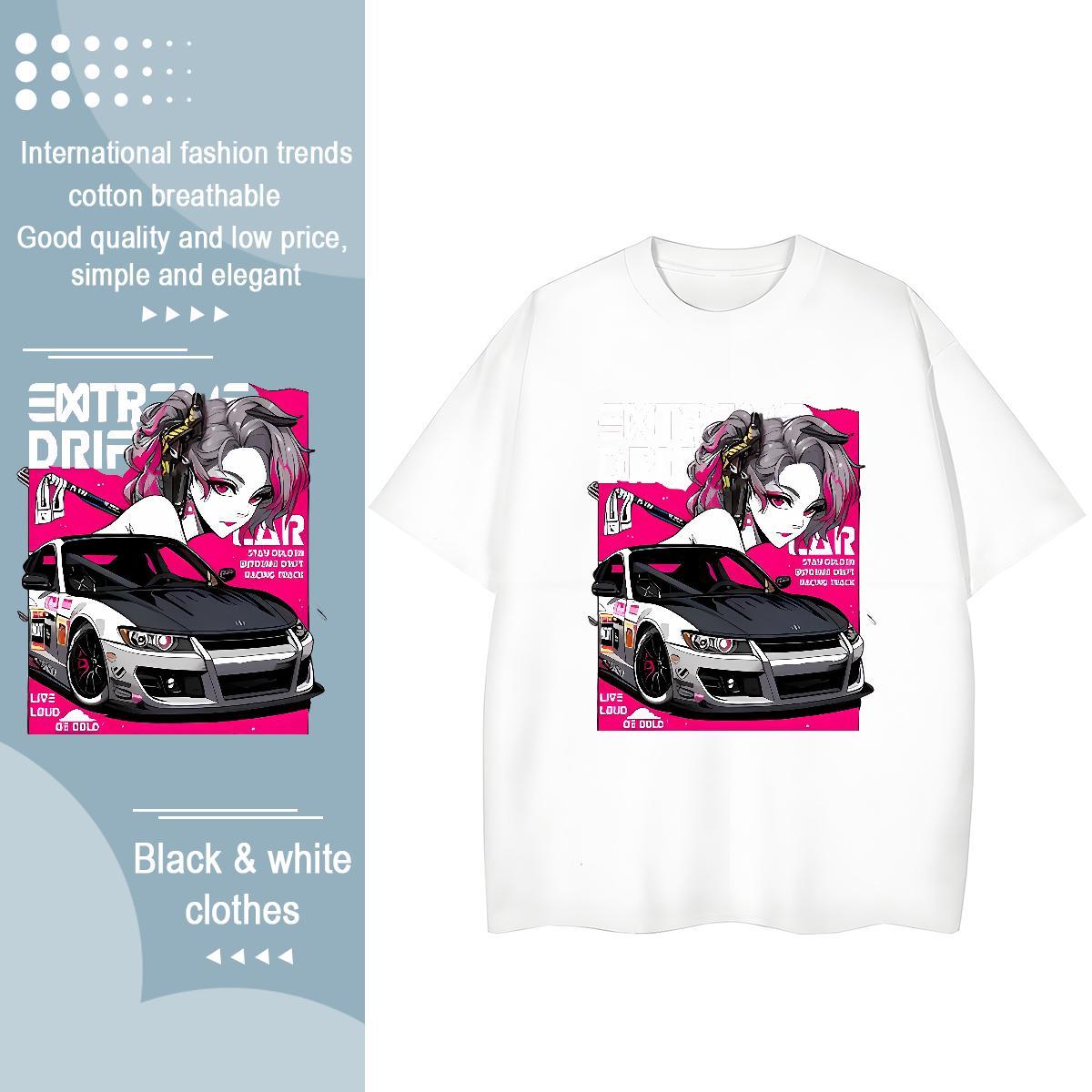 Custom T Shirt For Woman 230g Pure Cotton Breathable Crew Neck Sports Street Wear car Woman Tshirt Loose fit Customized Print Tops Tees