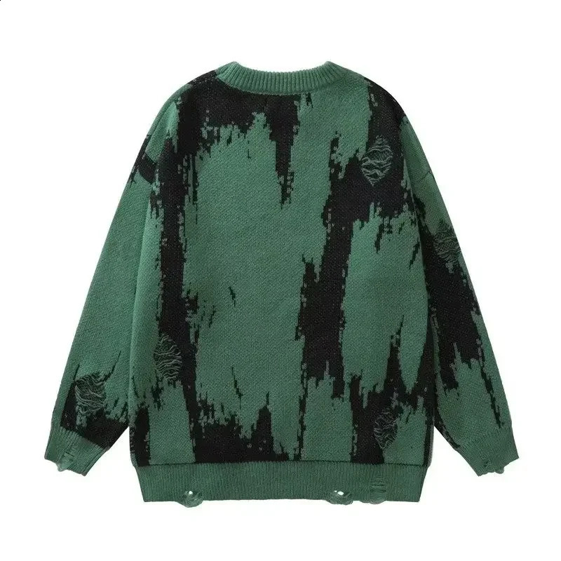 Hip Hop Ripped Sweaters Grunge Y2K Vintage Knitted Punk Gothic Streetwear Jumpers Men Women Harajuku Korean Fashion Pullover 240821