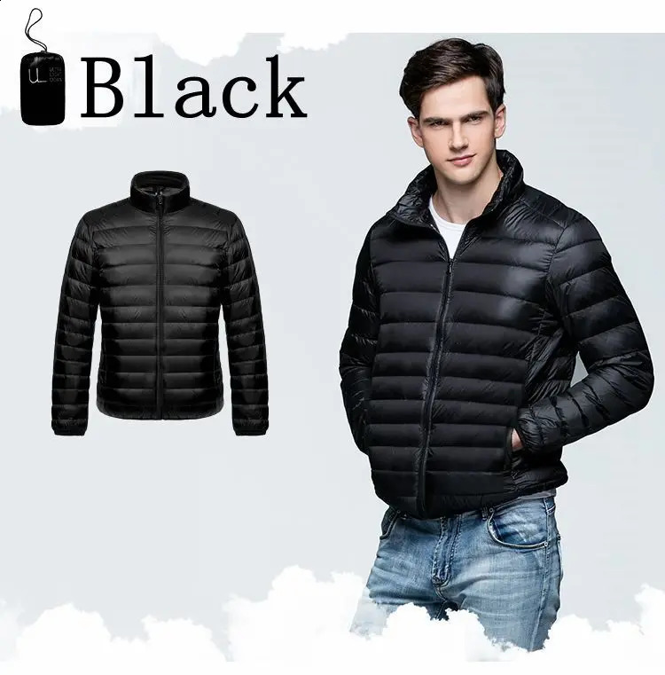 Mens lightweight waterproof packaging inflatable jacket autumn and winter item mens casual standard 240822