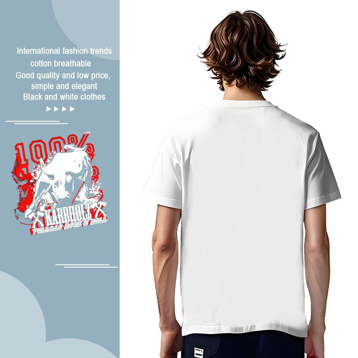2024 Summer blood Men Tees 100% Cotton 230g T-Shirts for Men Plus Size Cartoon Hip Hop Breathable Short Sleeve Loose Clothes