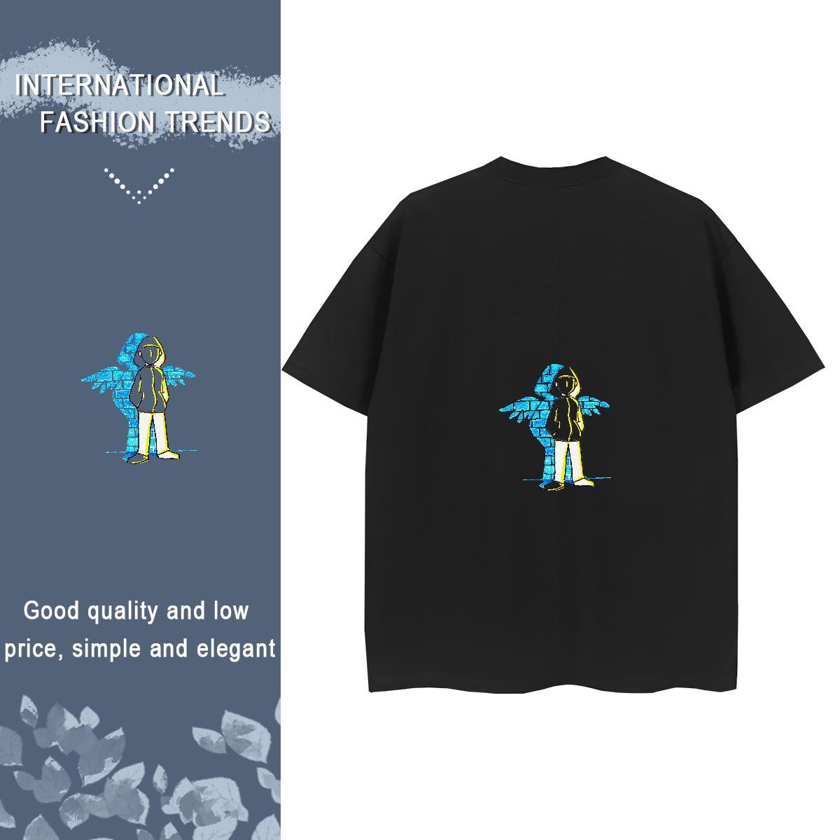 New T-Shirts for Women 230g Cotton Breathable Crew Neck Daily Wear portrait Couples T Shirts Brand Cartoon Printing L-4XL Tops Shirt