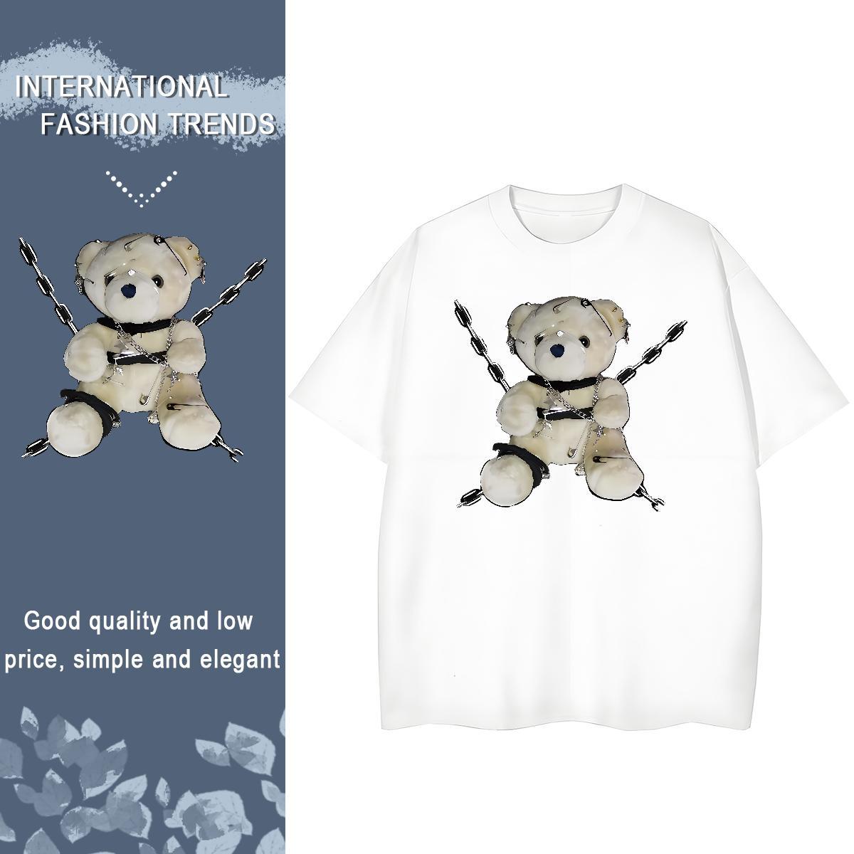 New Arrival T Shirts Women Crew Neck 230g Pure Cotton Women Tees DIY Anime bear Street Wear Designer Nice Clothes Shirt