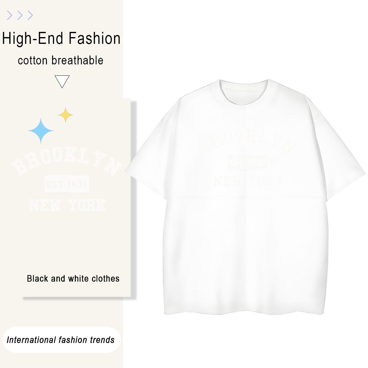 Wholesale Men Tees Hip Hop Street 230g Pure Cotton Plus Size Cartoon Round Neck Short Sleeve Brooklyn Man T Shirts DIY Clothes