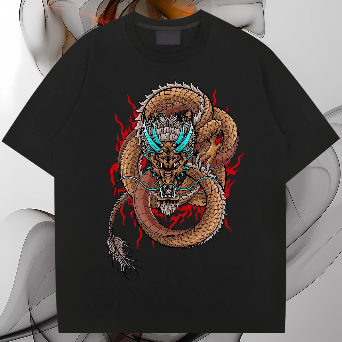 Brand dragon T Shirts Men Casual Tshirt for Man Woman 100% Cotton 230g Fashion Casual O Neck Short Sleeves Skull Tees