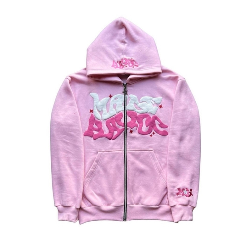 Y2K Zip Up Hoodie Harajuku Men Letter Graphic Printing Oversized Hoodie Sweatshirt Punk Rock Gothic Clothes Tops Streetwear 240821