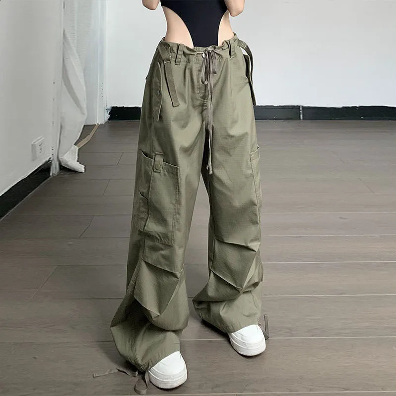 Y2K Vintage Hip Hop Cargo Pants Women Oversized Loose Streetwear Wide Leg Trousers Fashion American Style Casual Joggers Pants 240821
