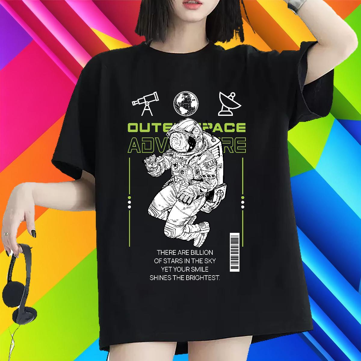Designer Nice Lady T shirt 230g Pure Cotton planet Casual Sport Women T Shirts Breathable Crew Neck Anime Oversized Clothings