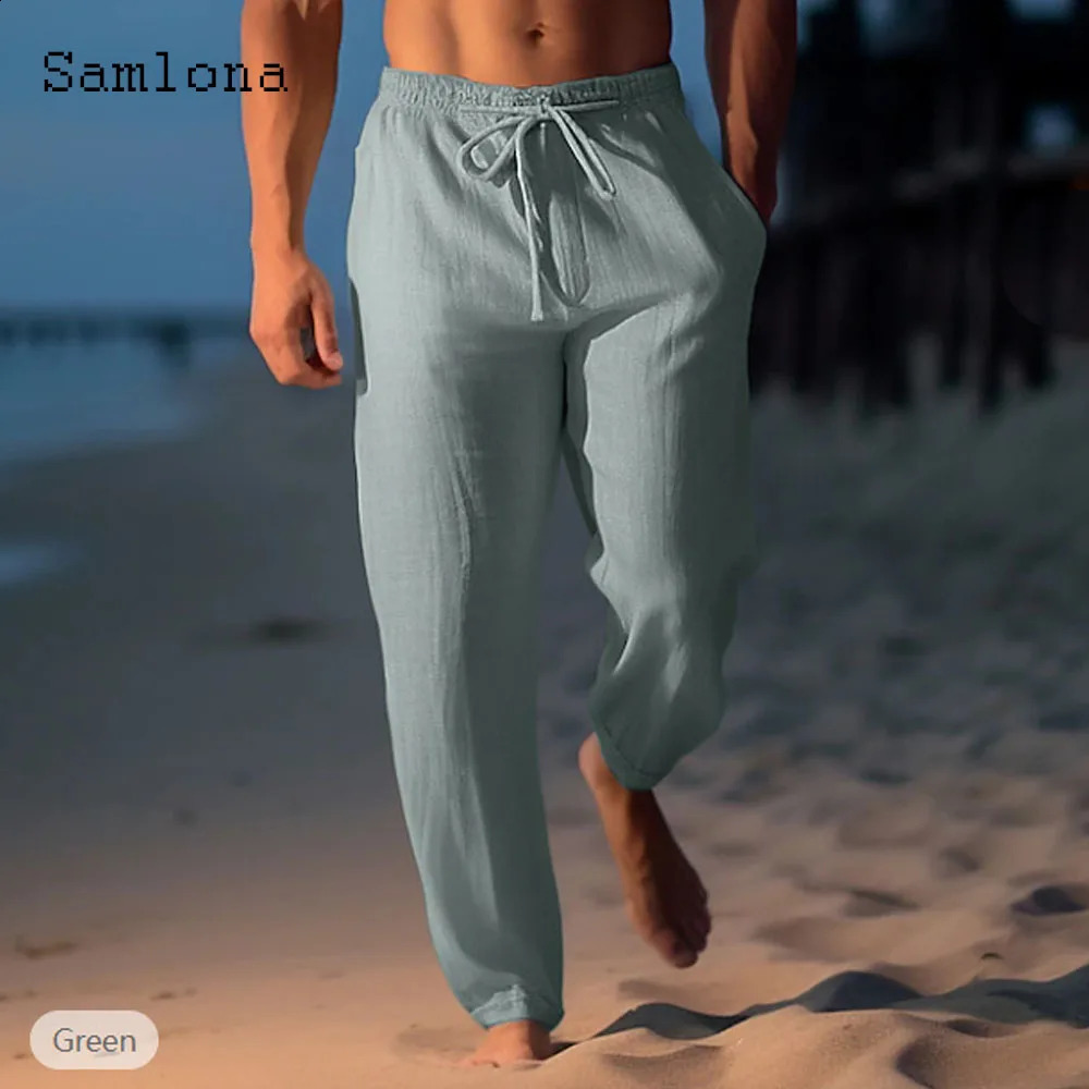 America and Europe Fashion Leisure Cotton Pants Solid White Ankle-Length Trouser Plus Size Men Casual Drawstring Sweatpants 240822
