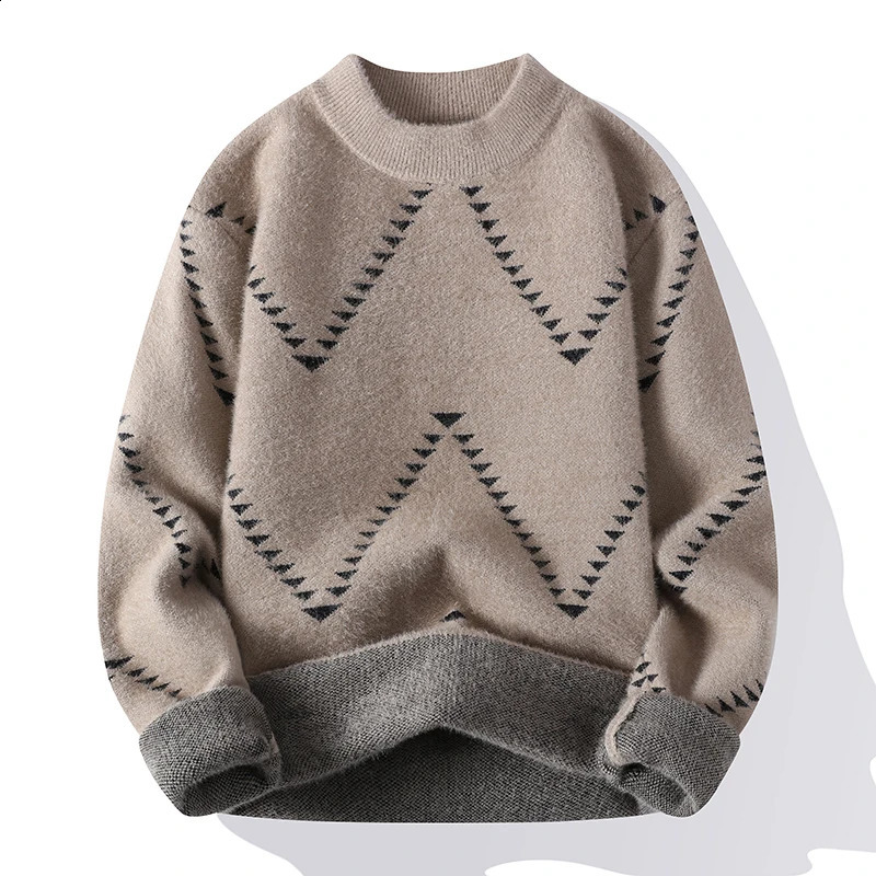 Mens Knitted Sweater Fashion Comfortable Warm Casual Slim Turtleneck Top Mens Clothes 240821