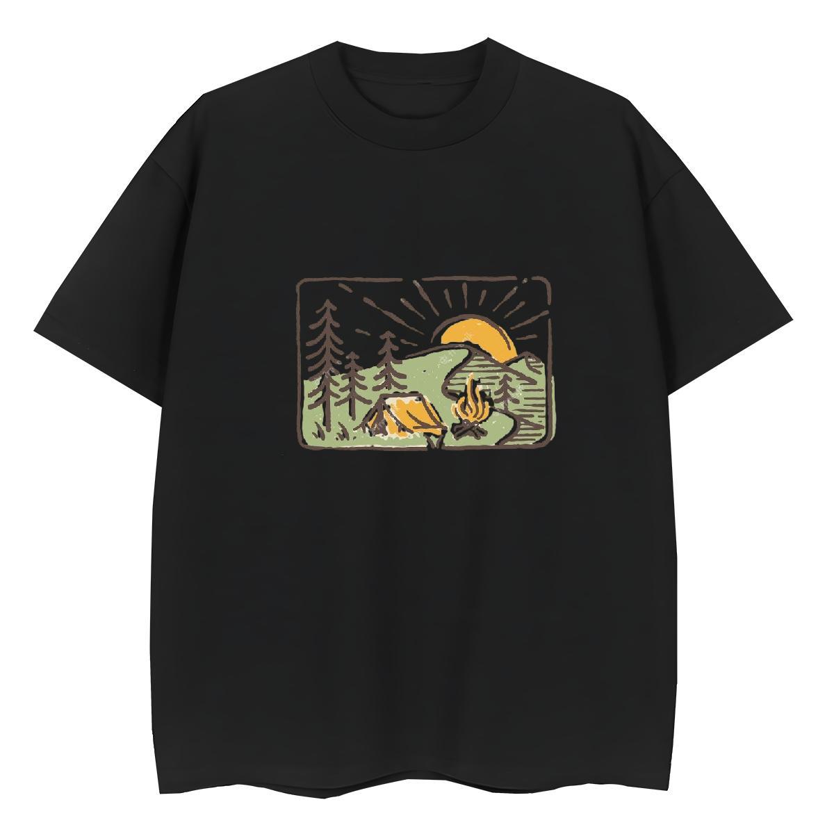 Wholesale Unisex Tshirts 230g 100% Cotton mountains Daily Outfit T Shirts Women Breathable Soft Custom Print Plus Size Clothings