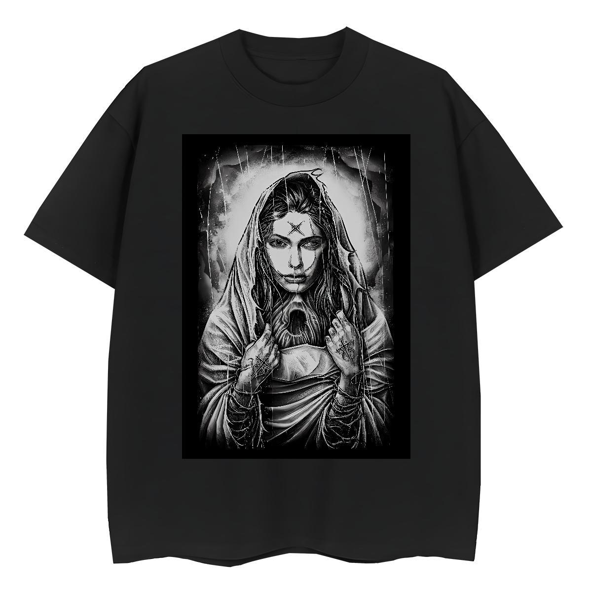 High quality Womens Tshirts 230g Cotton nun Hip Hop Street T shirt Crew Neck Breathable Customized Print Top Tees