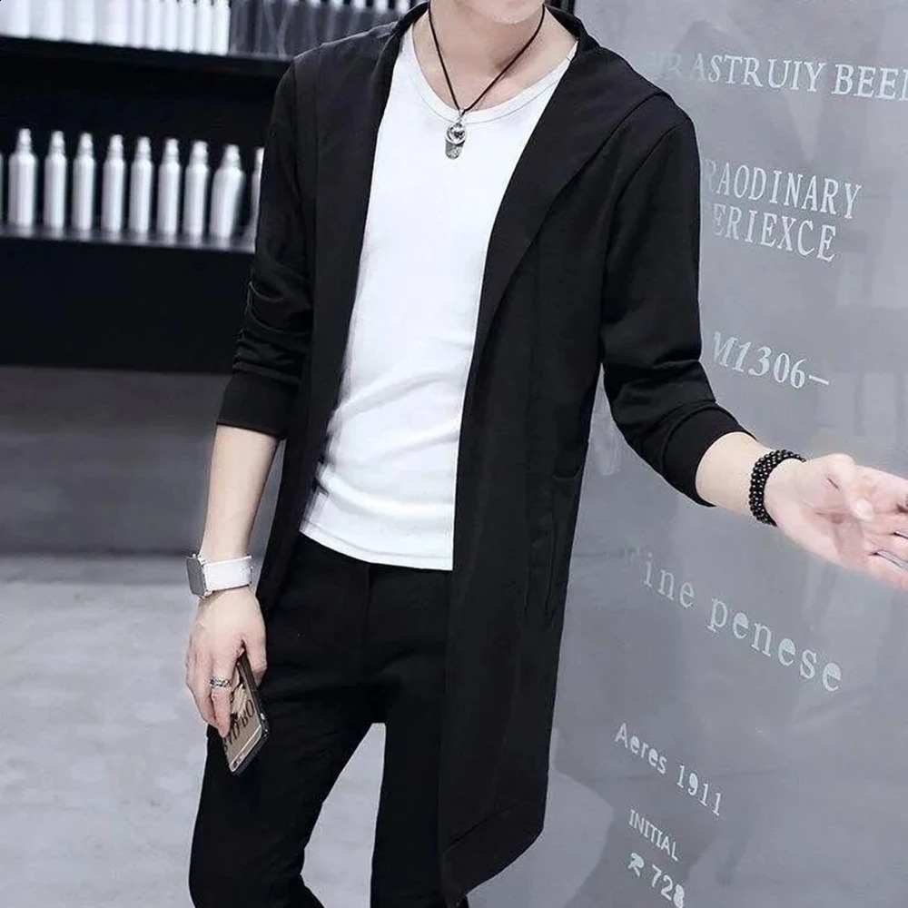 Men Casual Long Windbreaker Hooded Cape Autumn Genderless Fashion Punk Hip Hop Cardigan Street Cloak Trench Coat Unisex 240822