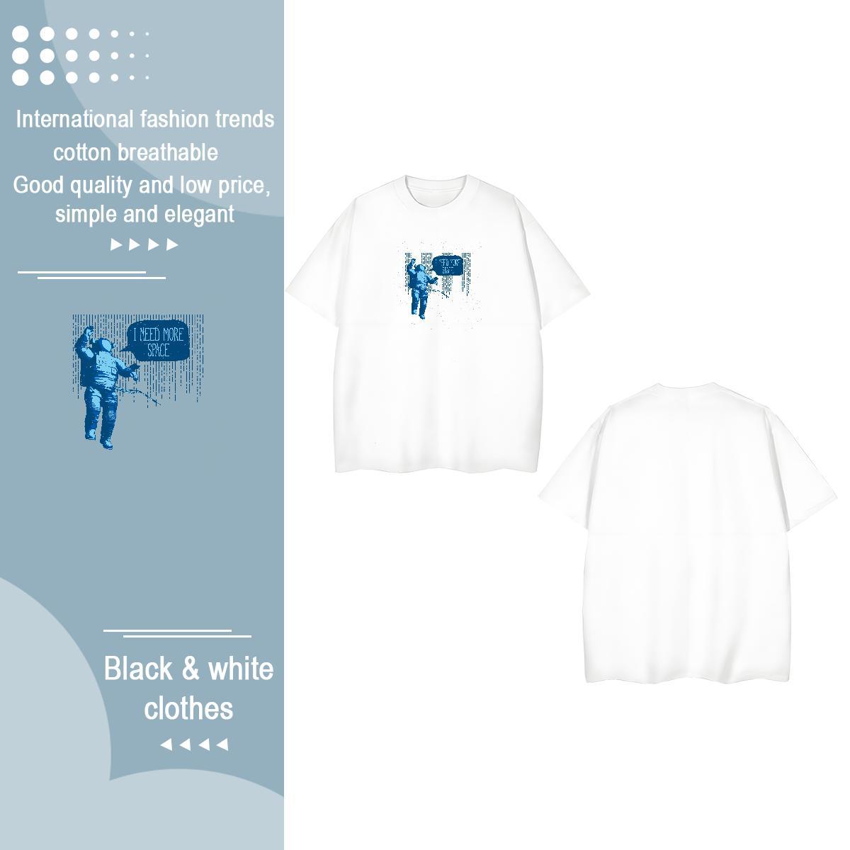 New Arrival Womens T Shirts Comfortable 100% Cotton 230g Unisex Tshirts Custom Print Oversized spaceman Street Casual Loose Tees Shirts