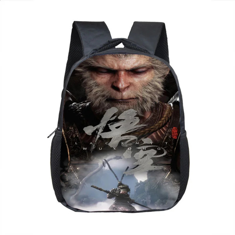 2024 New Black Mythical Martial Arts Game Surrounding Students Backpack Cartoon School Bag Kindergarten 3-5 Year Old Monkey King 240822