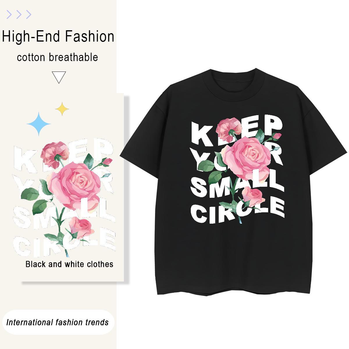 Nice Women Tees 100% Cotton 230g letter Summer Casual T-Shirts for Women O Neck Short Sleeves Anime Top Tees
