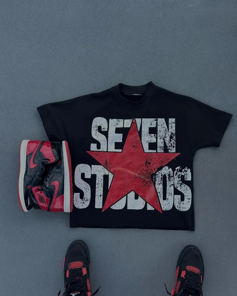 Hip hop trend street style top Letter print cotton round neck short sleeve T-shirt Men Y2k Goth Harajuku fashion couple shirt 240822