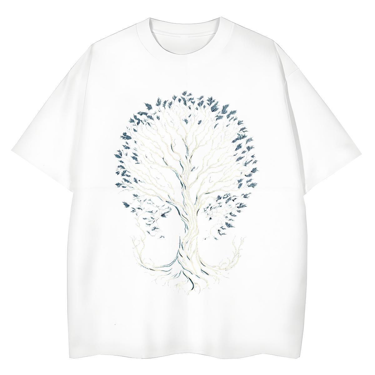 Casual New Womens T Shirts Breathable 100% Cotton 230g Unisex Tshirts Oversized tree Hip Hop 5A Top Tees