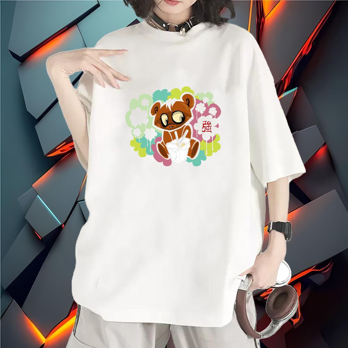 Custom T shirt Breathable Crew Neck 230g 100% Cotton Woman Tshirt Customized Print bear Street Wear Wholesale Tops Shirt