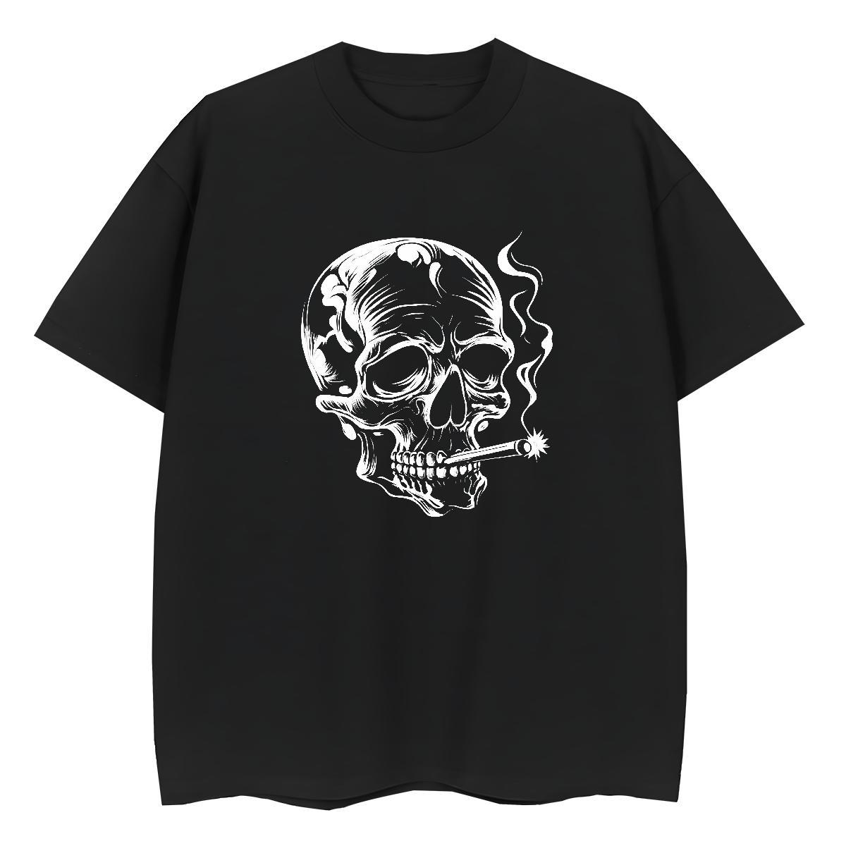 2024 Casual T-Shirts for Women 230g Pure Cotton Breathable Casual Beach skull Unisex Tshirts Wholesale Anime Oversized Clothes Shirt