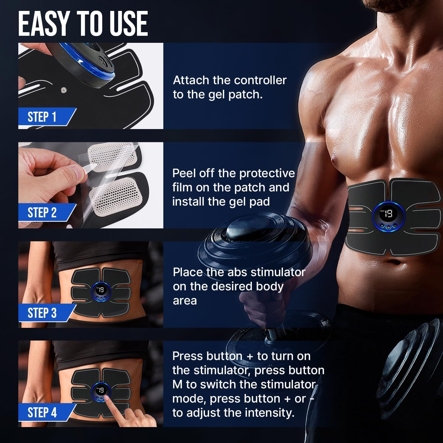 ABS Stimulator Abdominal Toning Belt Trainer EMS Muscle Stimulator Abs Workout Portable Equipment Ab Sport Exercise Belt for Men and Women