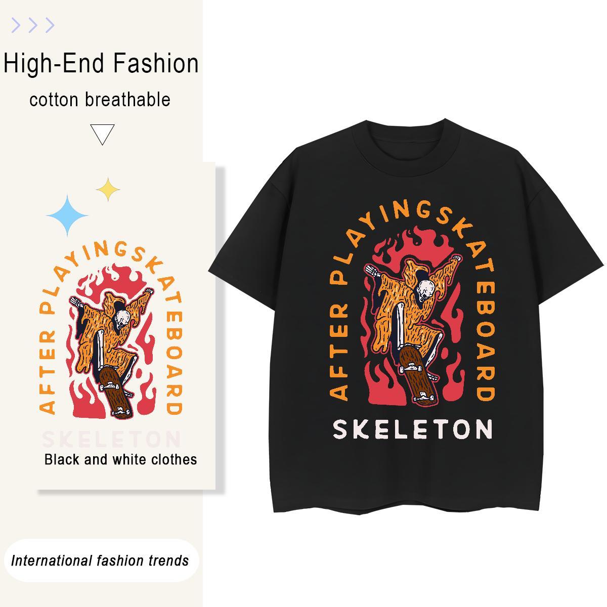 Stylist T-Shirts 230g 100% Cotton Comfortable Hip Hop Street skull Women Tees High quality Custom Print Oversized Polos