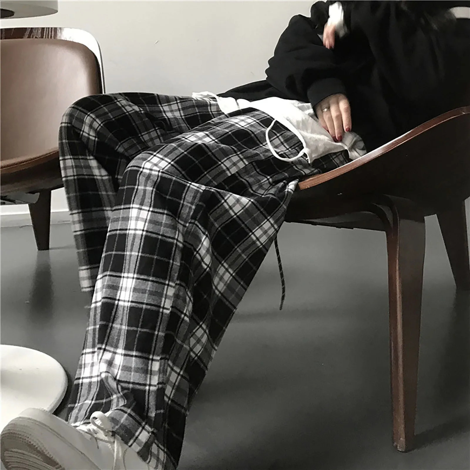 Y2K Plaid Pants For Women High Waist Gothic Grunge Pants Womens Baggy Alt Clothing Alternative Clothes Fairycore Streetwear 240821