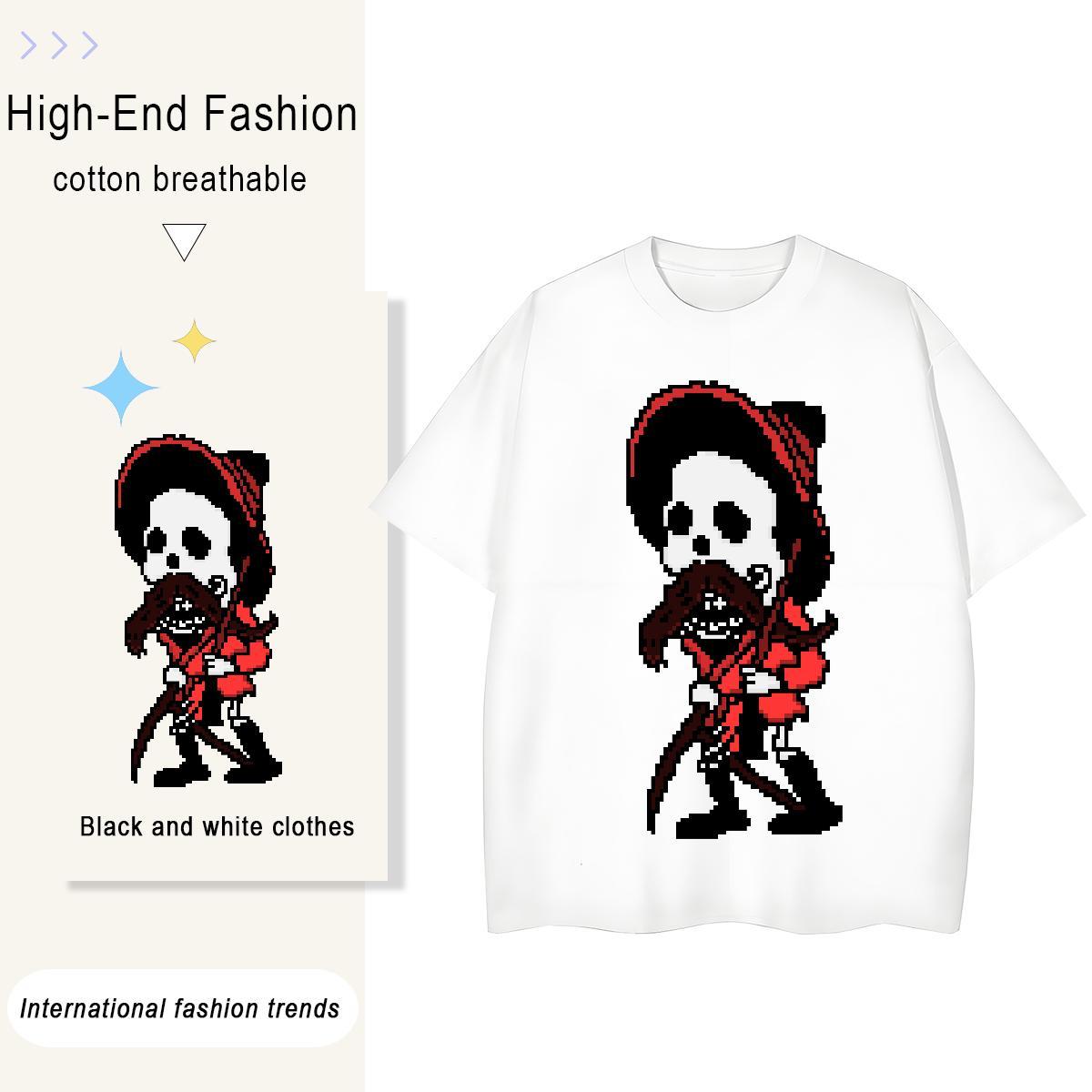 Fashion New Women T Shirts 230g 100% Cotton Comfortable Casual Beach skull Tshirt for Man Woman Wholesale Cartoon Floral Printing Clothes