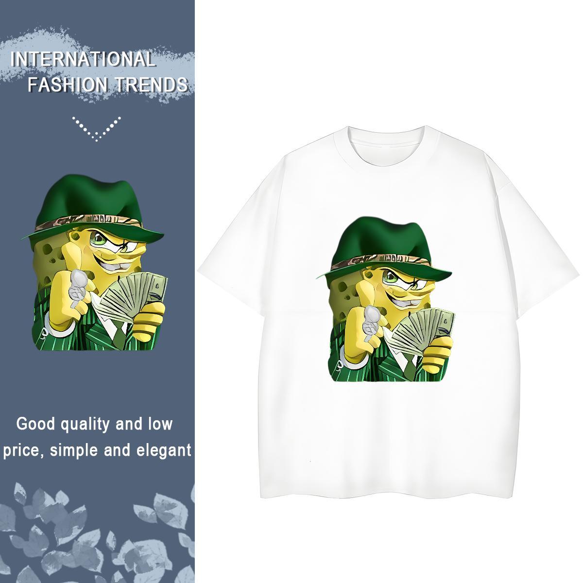 Designer Nice Couples T Shirts 100% Cotton 230g Animated characters Casual Beach Woman T Shirts Crew Neck Cartoon Floral Printing Top Shirts