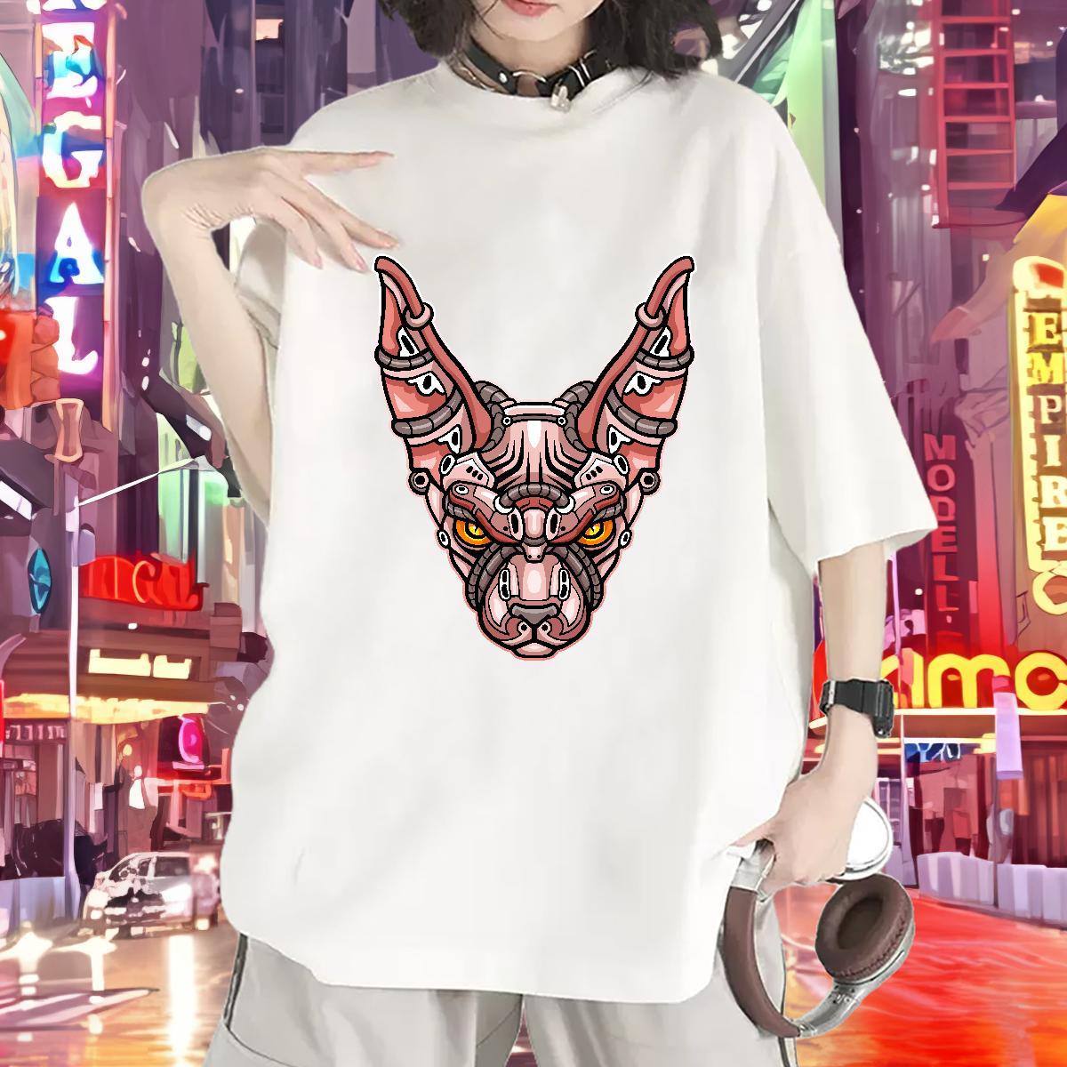 Designer T-Shirts for Women Breathable Crew Neck 230g 100% Cotton Unisex Tshirts Cartoon Printing L-4XL ET Hip Hop Loose Clothings