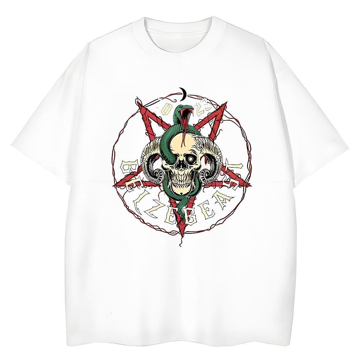 Classic Women T Shirts 230g Cotton Crew Neck Hip Hop Street skull Womens Tshirts Loose DIY Logo Clothings
