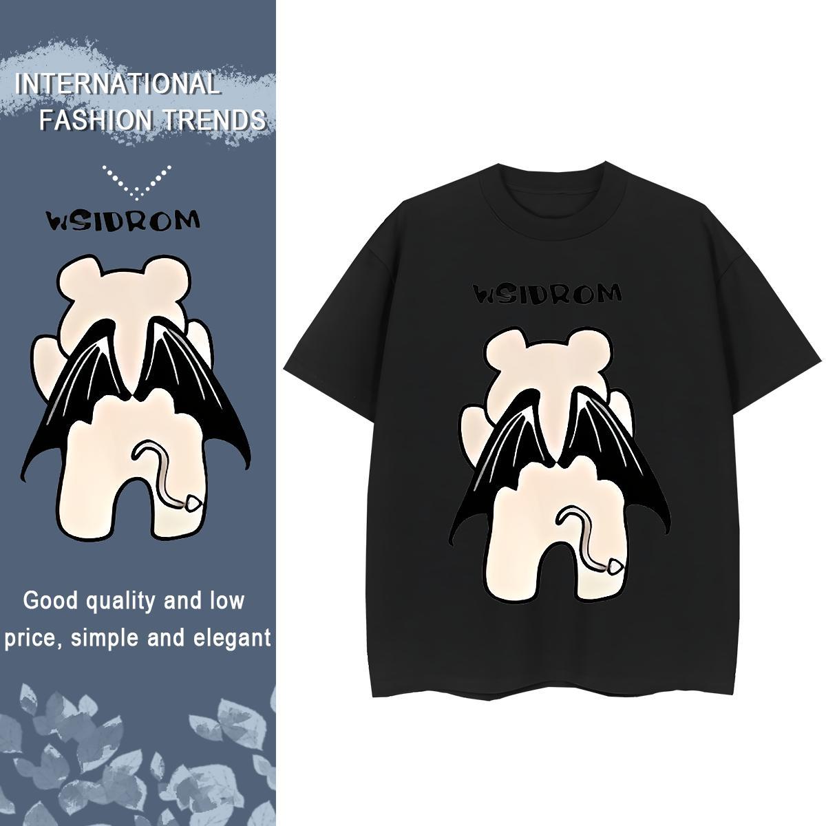 New T-Shirts Comfortable 230g Pure Cotton Lady T shirt Black Oversized bear Casual Sport Loose Tops Tees